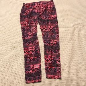 Pink Purple Peace Sign Pattern Yoga Pants Women 14